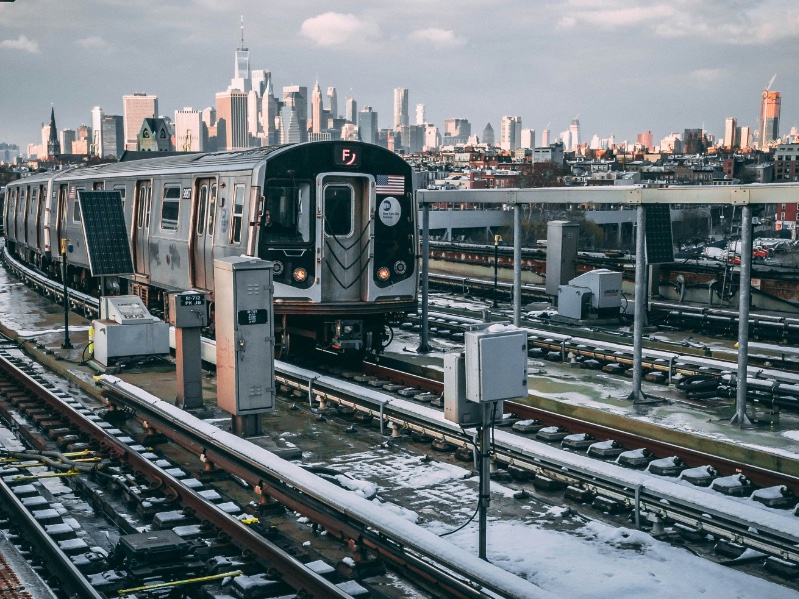The F train in New York City